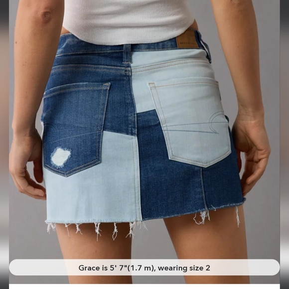 American Eagle Denim Mini Skirt sz 14 - Picture 2 of 8